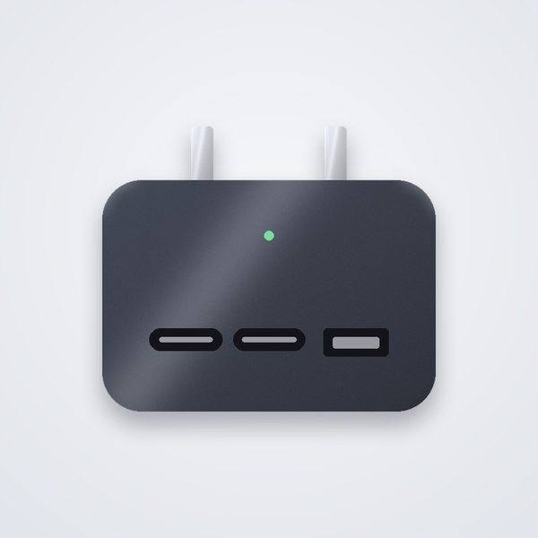 Зарядний пристрій GaN 65 Вт (2×USB-C + USB-A)